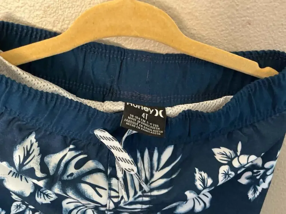 Hurley Boys Floral Tropical Print Swim Trunks Size 4T